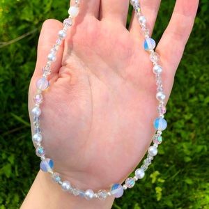 handmade opal beaded choker cottagecore kei